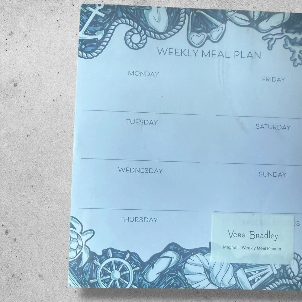 NWT Vera Bradley Magnetic Weekly Meal Planner Shore Enough